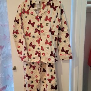 Womens Holiday Minnie Disney Flannel Pajamas XS NWT
